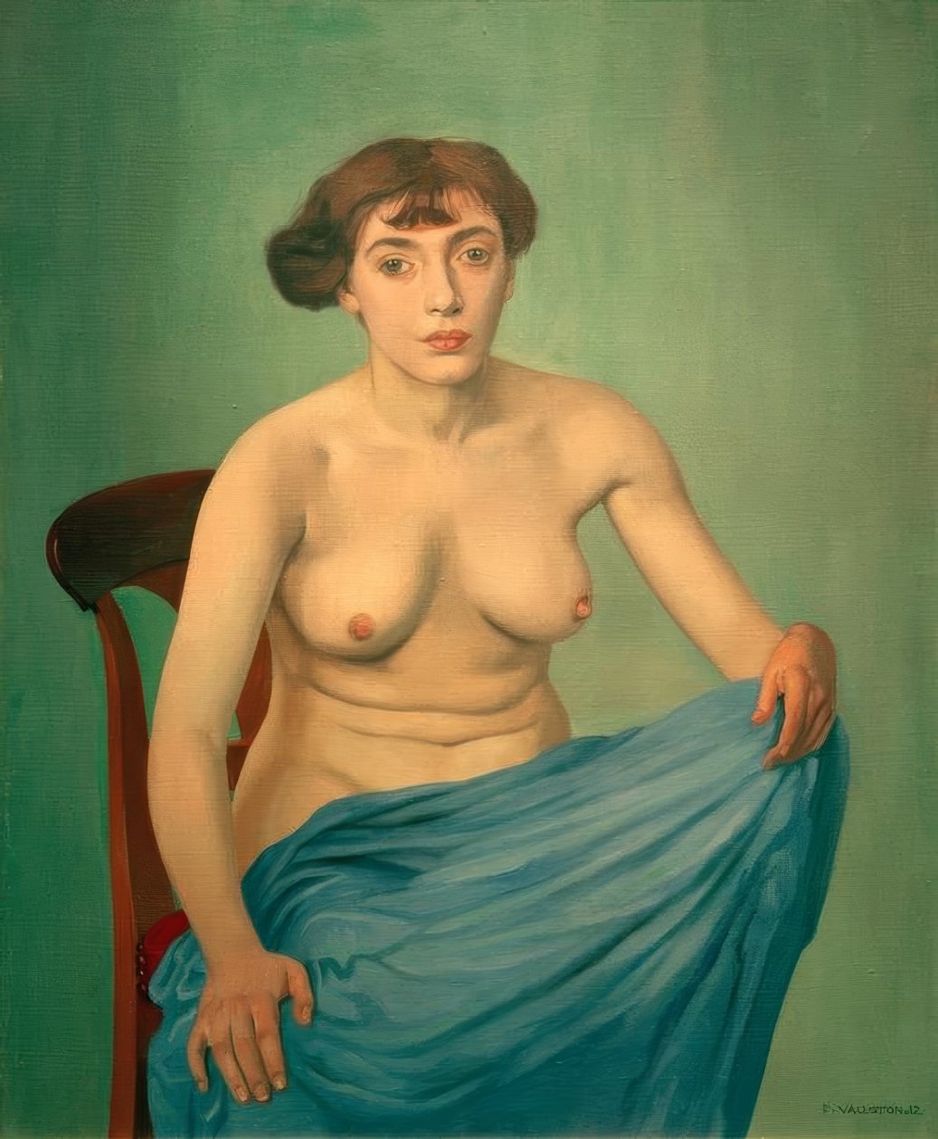 Torso com tecido azul de Felix Edouard Vallotton