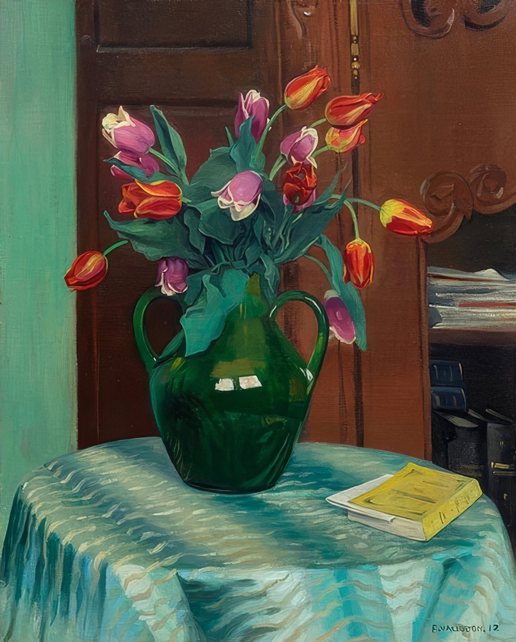 Tulpenstrauß (tulipas cor de rosa e vermelhas). 1912 de Felix Edouard Vallotton
