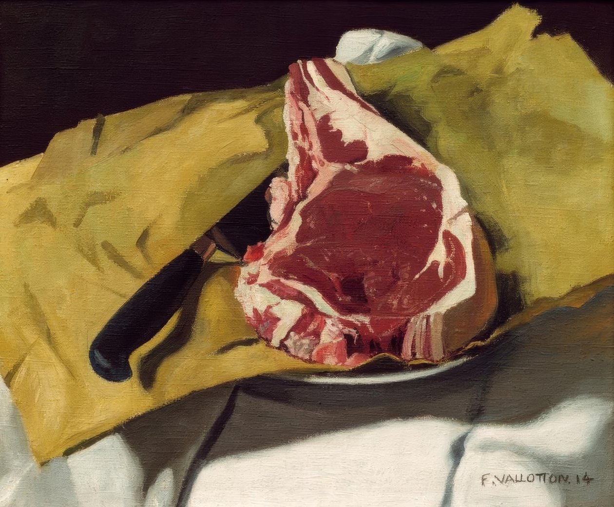 Um bife em um papel amarelo de Felix Edouard Vallotton
