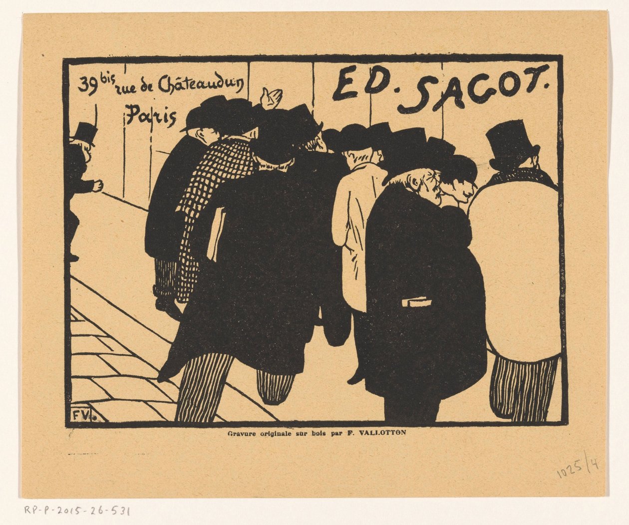 Cartão de visita do comerciante de fotografia Edmond Sagot em Paris de Felix Edouard Vallotton