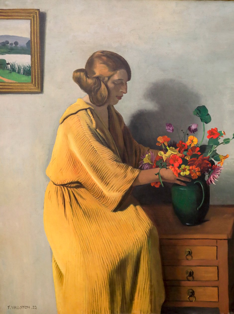 Mulher com um ramo de flores de Felix Edouard Vallotton
