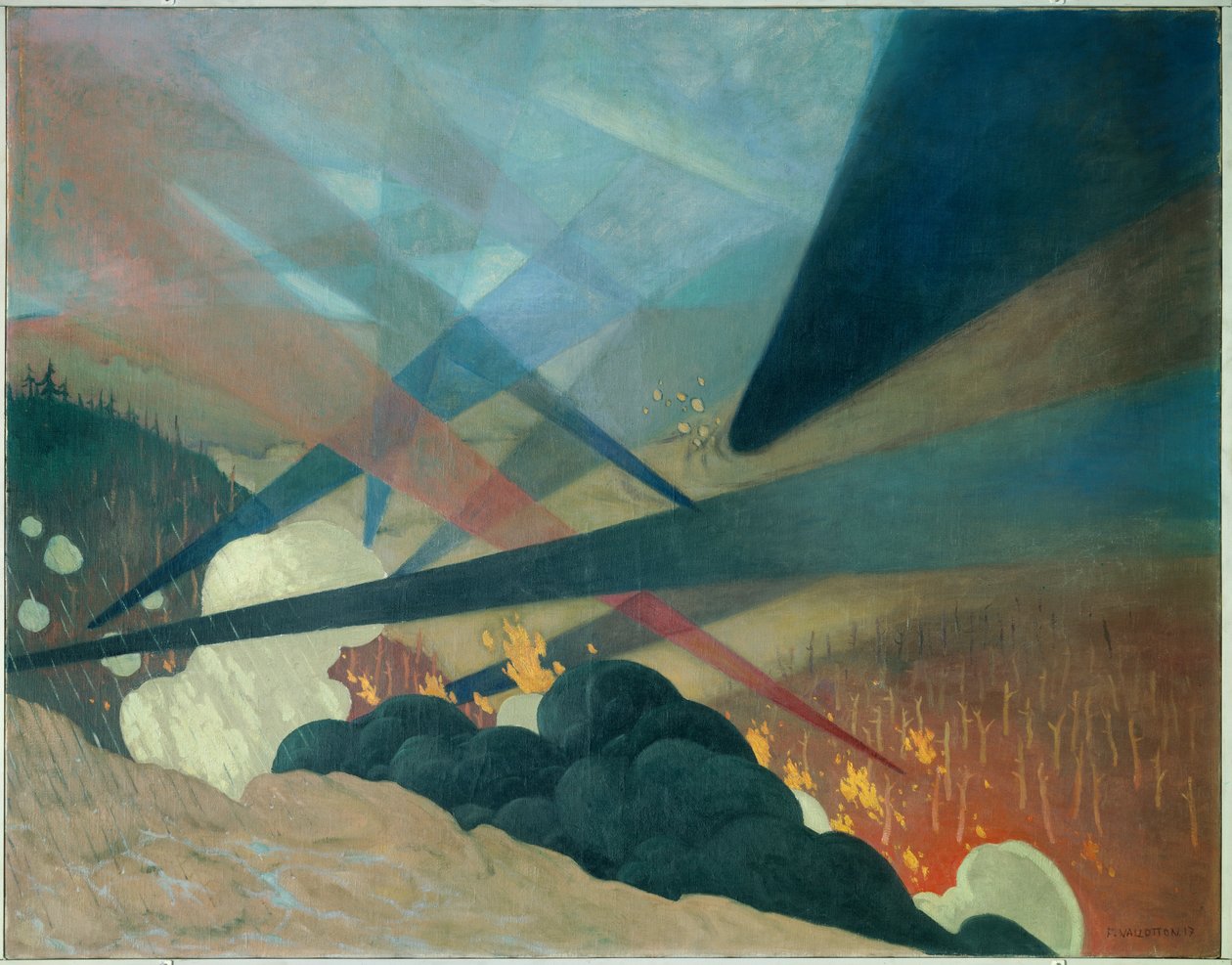 A Primeira Guerra Mundial: "Verdun". Pintura de Felix Vallotton (1865-1925) Ec. Sud. de Felix Edouard Vallotton