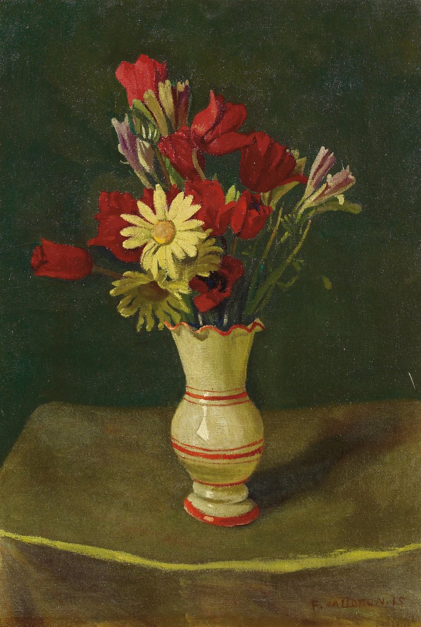 Margaridas amarelas, toalha de mesa amarela, 1915 de Felix Edouard Vallotton