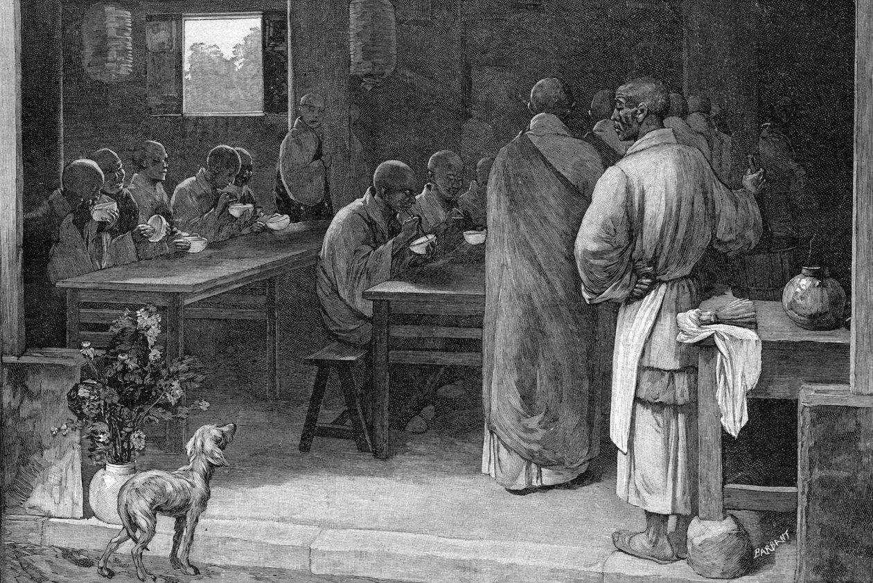 Refeitório num mosteiro budista de Felix Elie Regamey