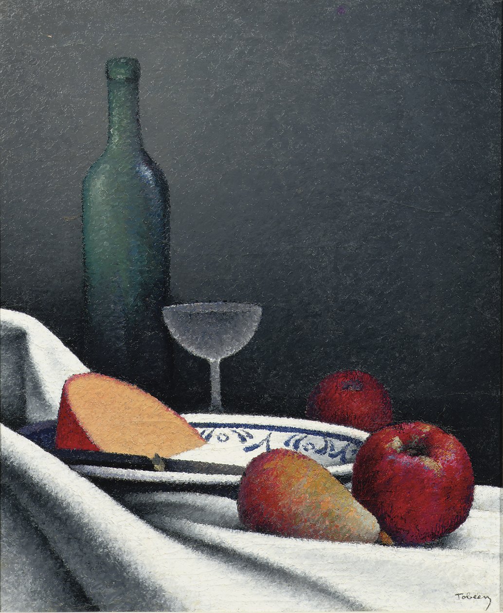 Queijo e frutas (óleo sobre tela) de Felix Elie Tobeen