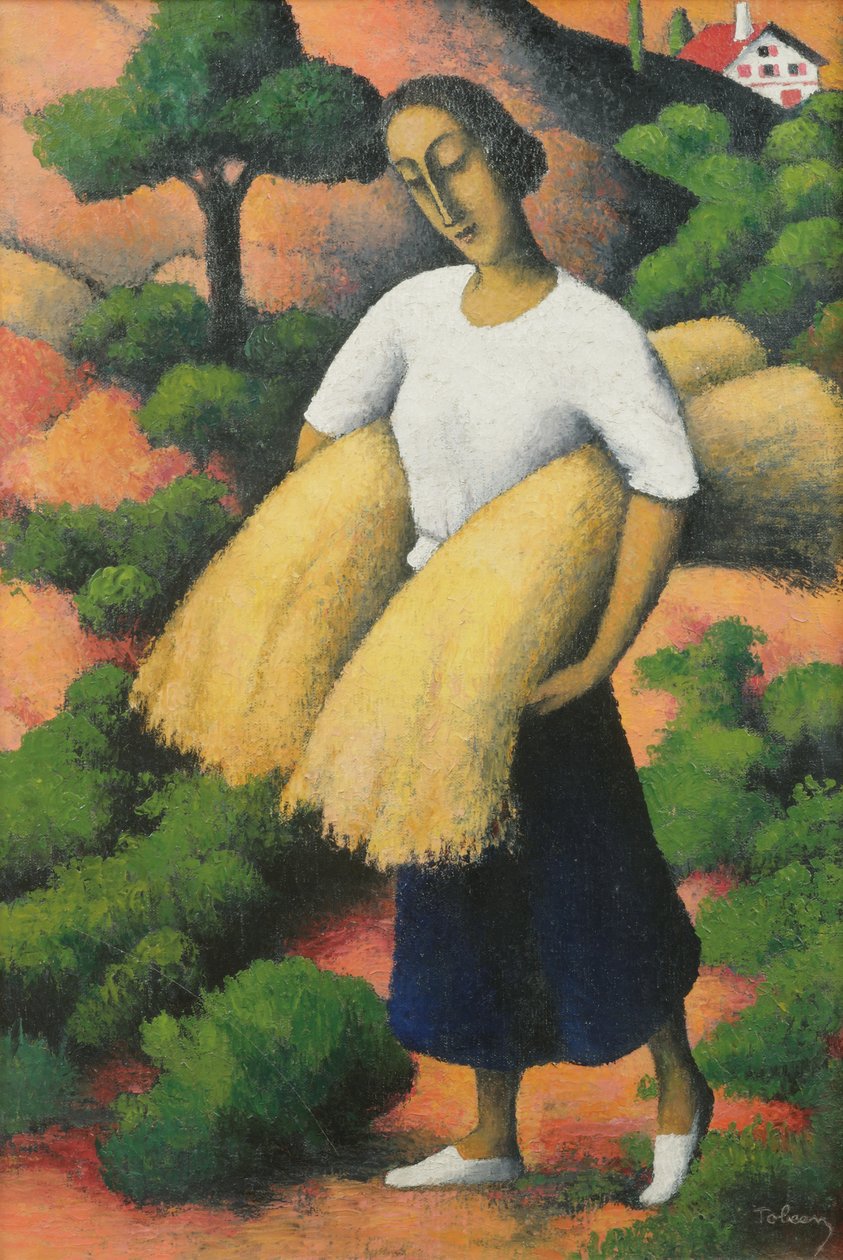 Colheita Camponesa (óleo sobre tela) de Felix Elie Tobeen