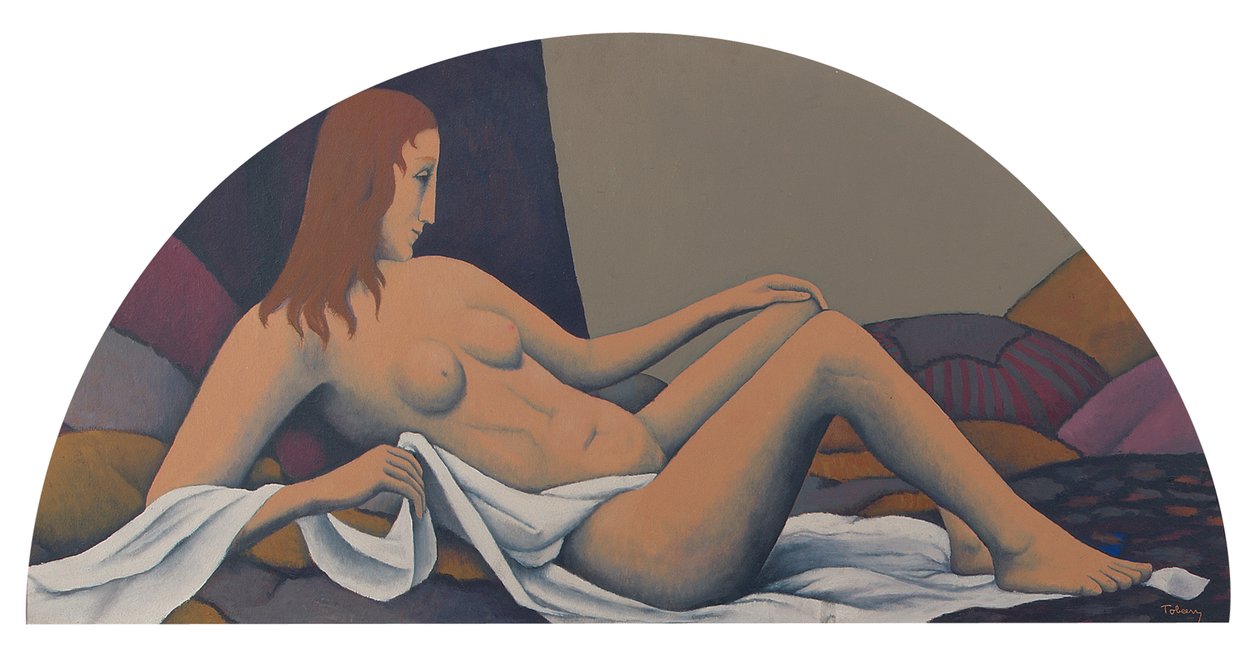 Nu reclinado (óleo sobre papelão) de Felix Elie Tobeen