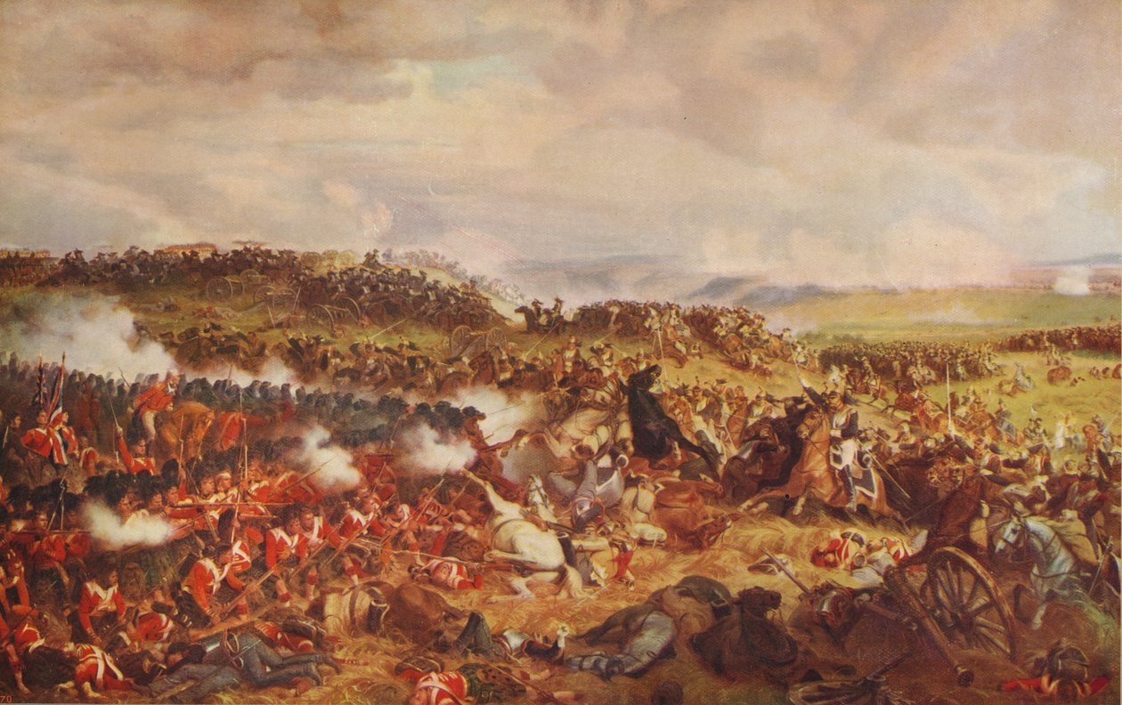 Carga dos Cuirassiers franceses em Waterloo, 1874, c1915 de Felix Henri Emmanuel Philippoteaux