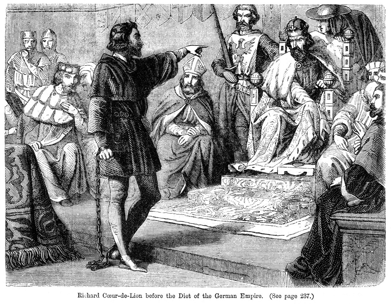 Rei Richard I 1157-1199 antes da Dieta do Império Alemão, século XIX. de Felix Henri Emmanuel Philippoteaux