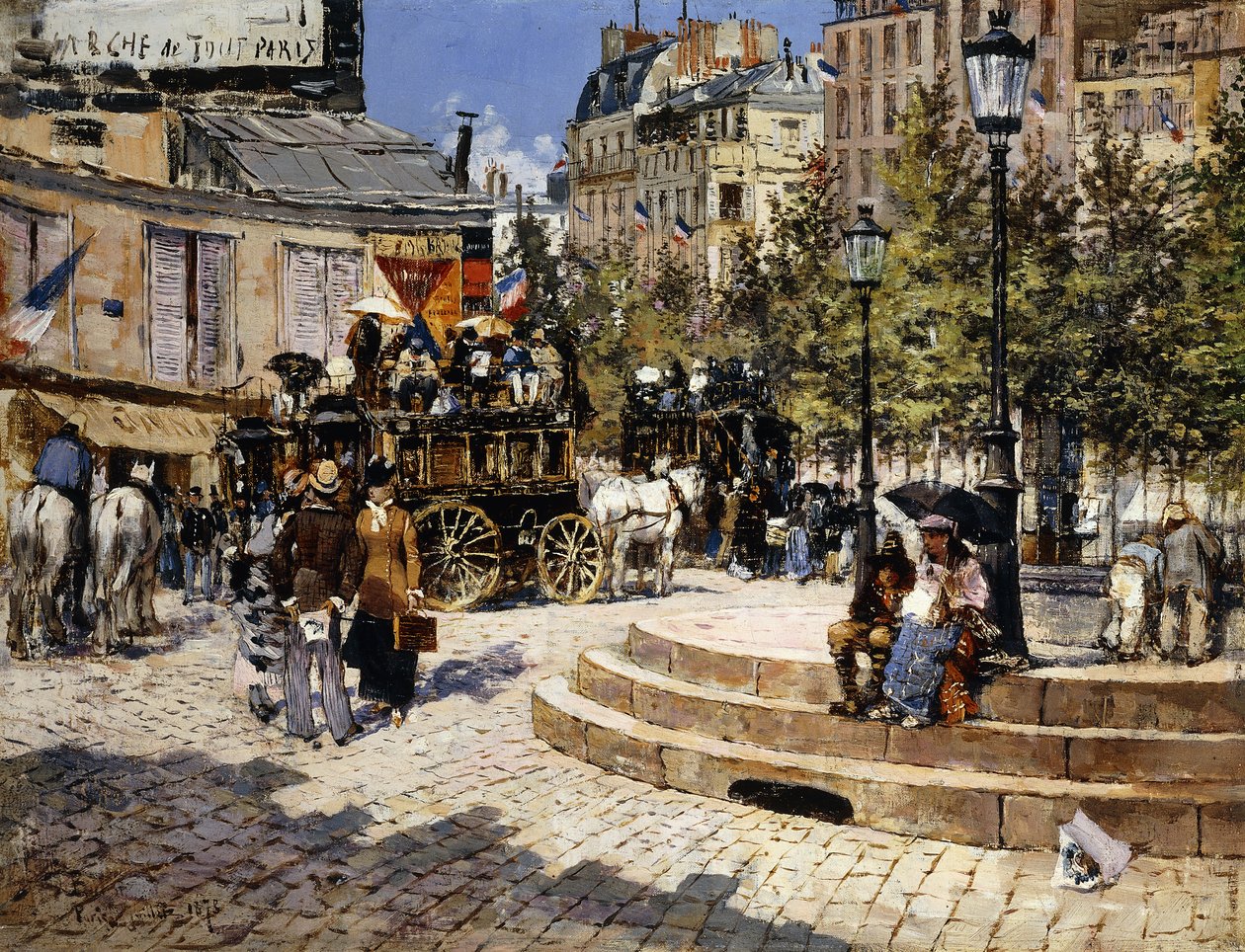 Uma movimentada praça de Paris, 1878 de Felix Hilaire Buhot