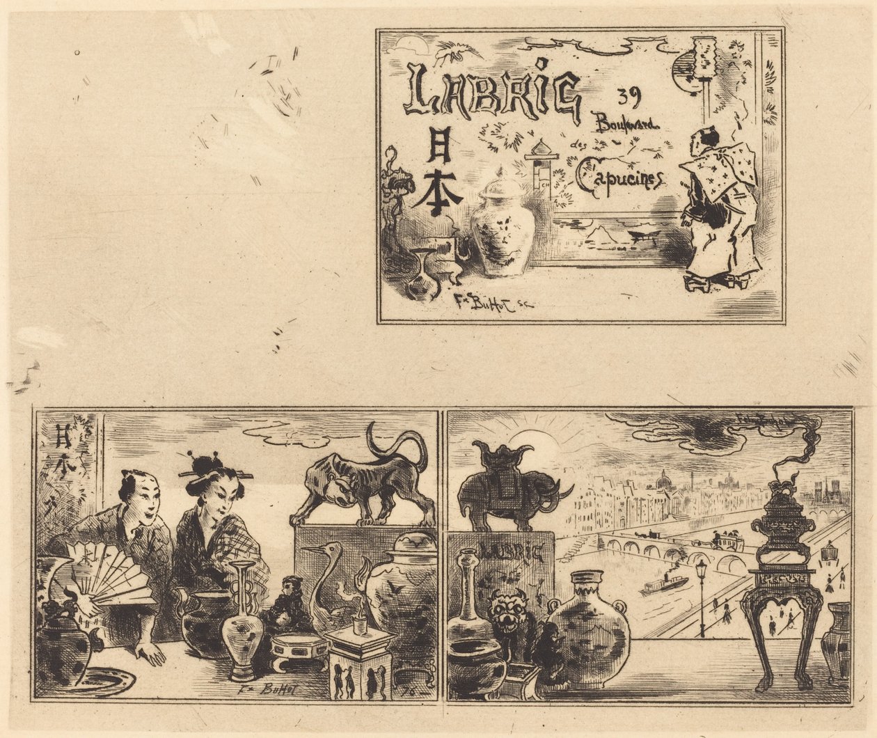 Endereço de Labric, 1876. de Felix Hilaire Buhot