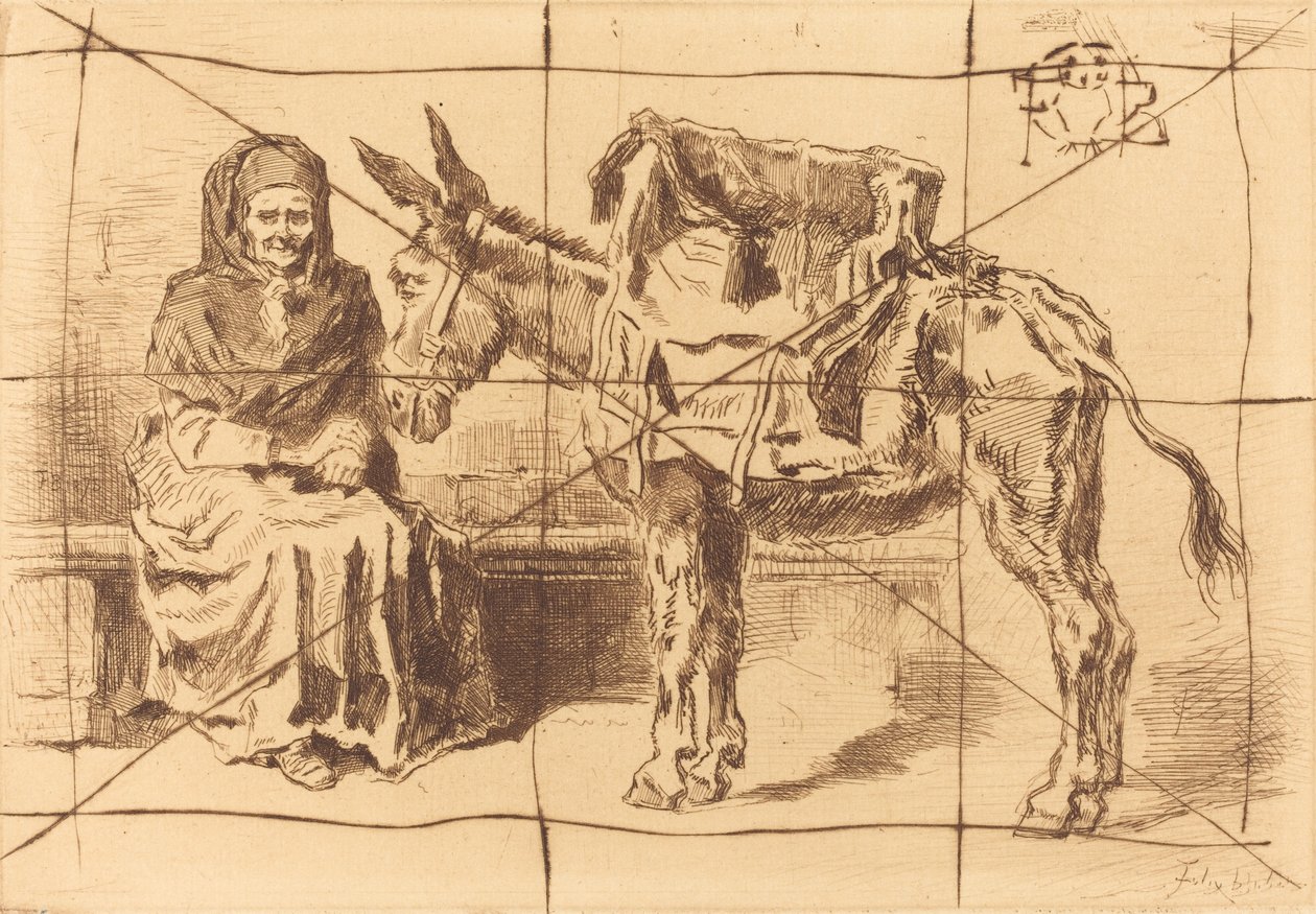 Cacoletière Assise (Mulher Sentada e Bunda) de Felix Hilaire Buhot