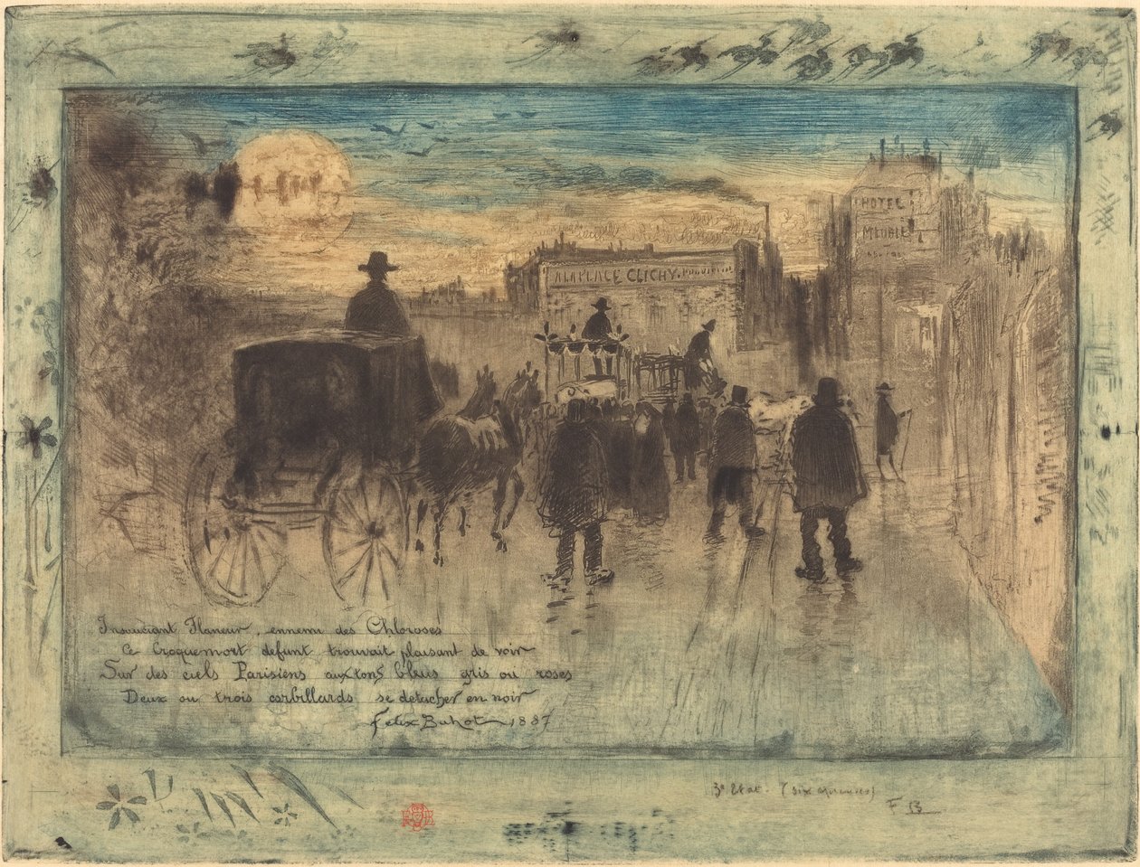 Cortejo fúnebre no Boulevard de Clichy (Procissão Fúnebre no Boulevard de Clichy) de Felix Hilaire Buhot