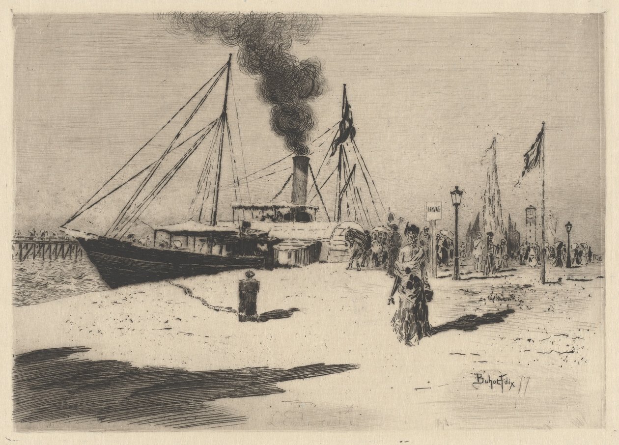 Cais em Trouville (cais em Trouville) de Felix Hilaire Buhot