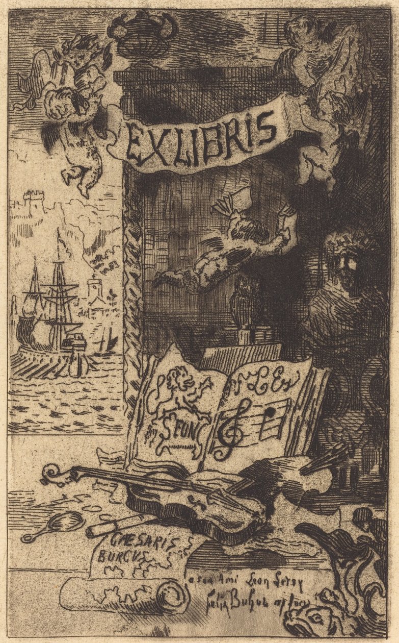 Ex-libris de Léon Lerey (Ex-libris de Leon Lerey) de Felix Hilaire Buhot