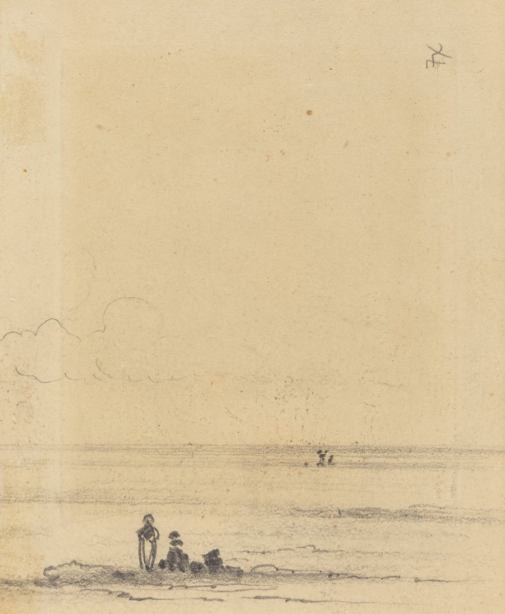 Figuras em uma costa [verso], c. 1875. de Felix Hilaire Buhot