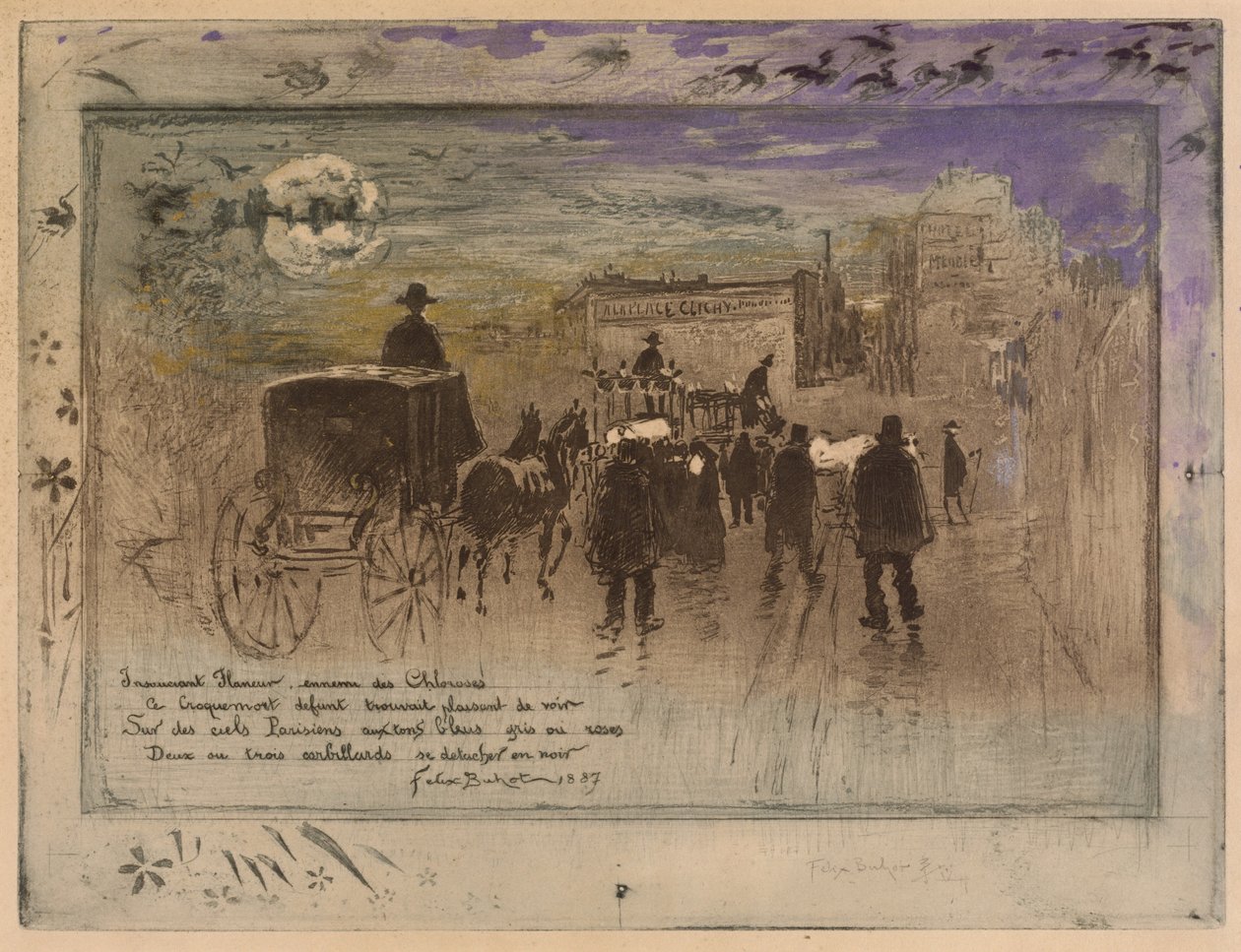 Cortejo fúnebre no Boulevard de Clichy de Felix Hilaire Buhot