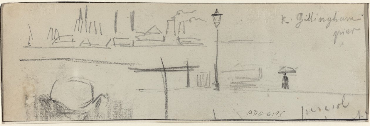 Gillingham Pier, Londres [verso] de Felix Hilaire Buhot