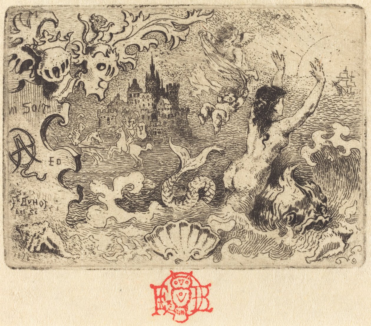 2ª vinheta de O Diabo Apaixonado de Jacques Cazotte, 1878. de Felix Hilaire Buhot