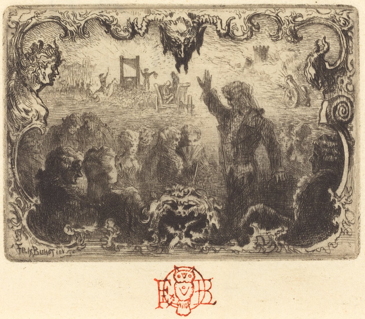 3ª vinheta de O Diabo Apaixonado de Jacques Cazotte, 1878. de Felix Hilaire Buhot