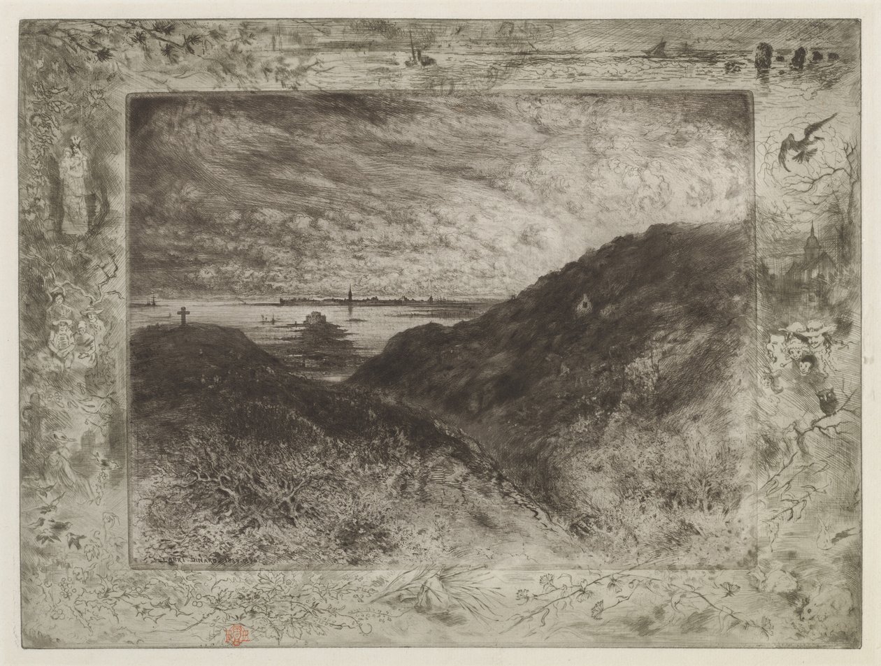 O penhasco: Baía de Saint-Malo de Felix Hilaire Buhot