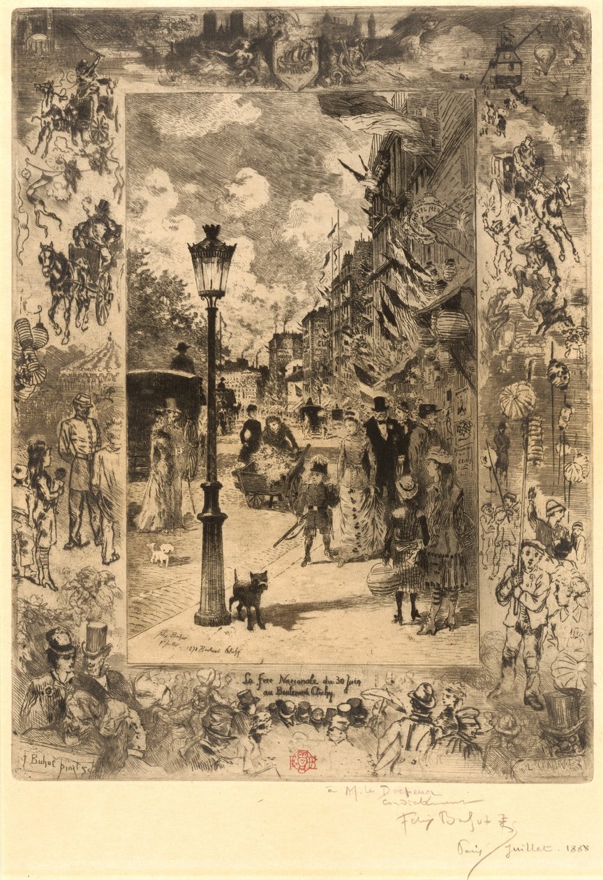 Feriado Nacional no Boulevard Clichy Feriado Nacional no Boulevard de Clichy, 1878. de Felix Hilaire Buhot