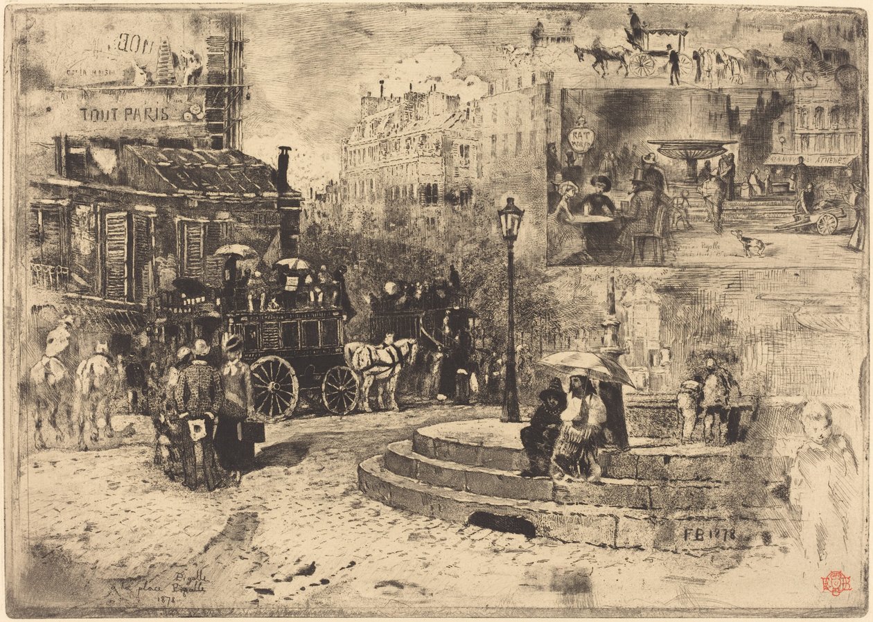 Place Pigalle em 1878 (Place Pigalle em 1878) de Felix Hilaire Buhot