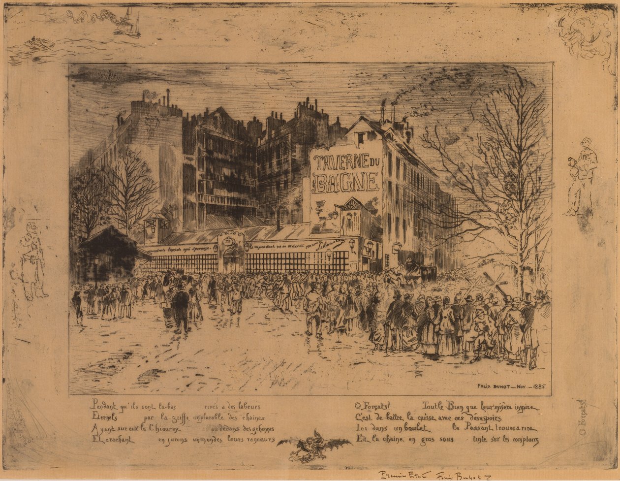 A Place des Martyrs e a Cadeia..., 1885. de Felix Hilaire Buhot