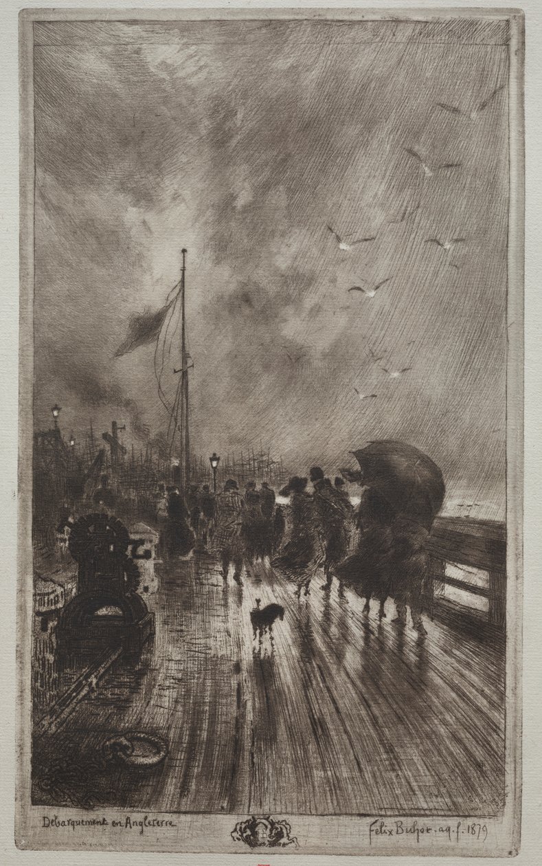 Desembarque na Inglaterra de Felix Hilaire Buhot