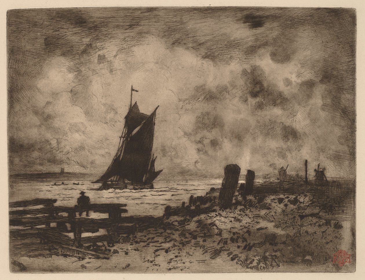 Marinho: Lembrança de Medway de Felix Hilaire Buhot