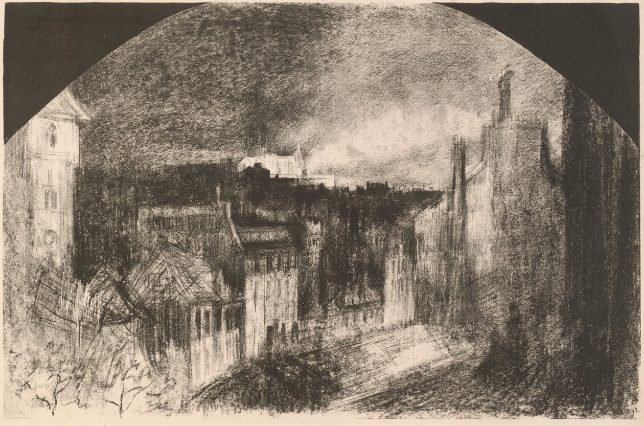 Montmartre em 14 de julho (Dia da Bastilha em Montmartre) de Felix Hilaire Buhot