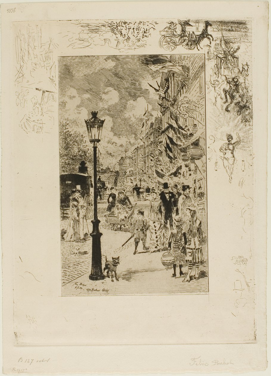 Feriado Nacional no Boulevard Clichy de Felix Hilaire Buhot