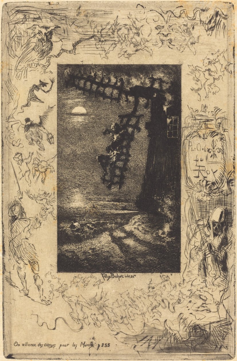 Em allume les cierges pour les Morts (Eles acendem velas para os mortos) de Felix Hilaire Buhot