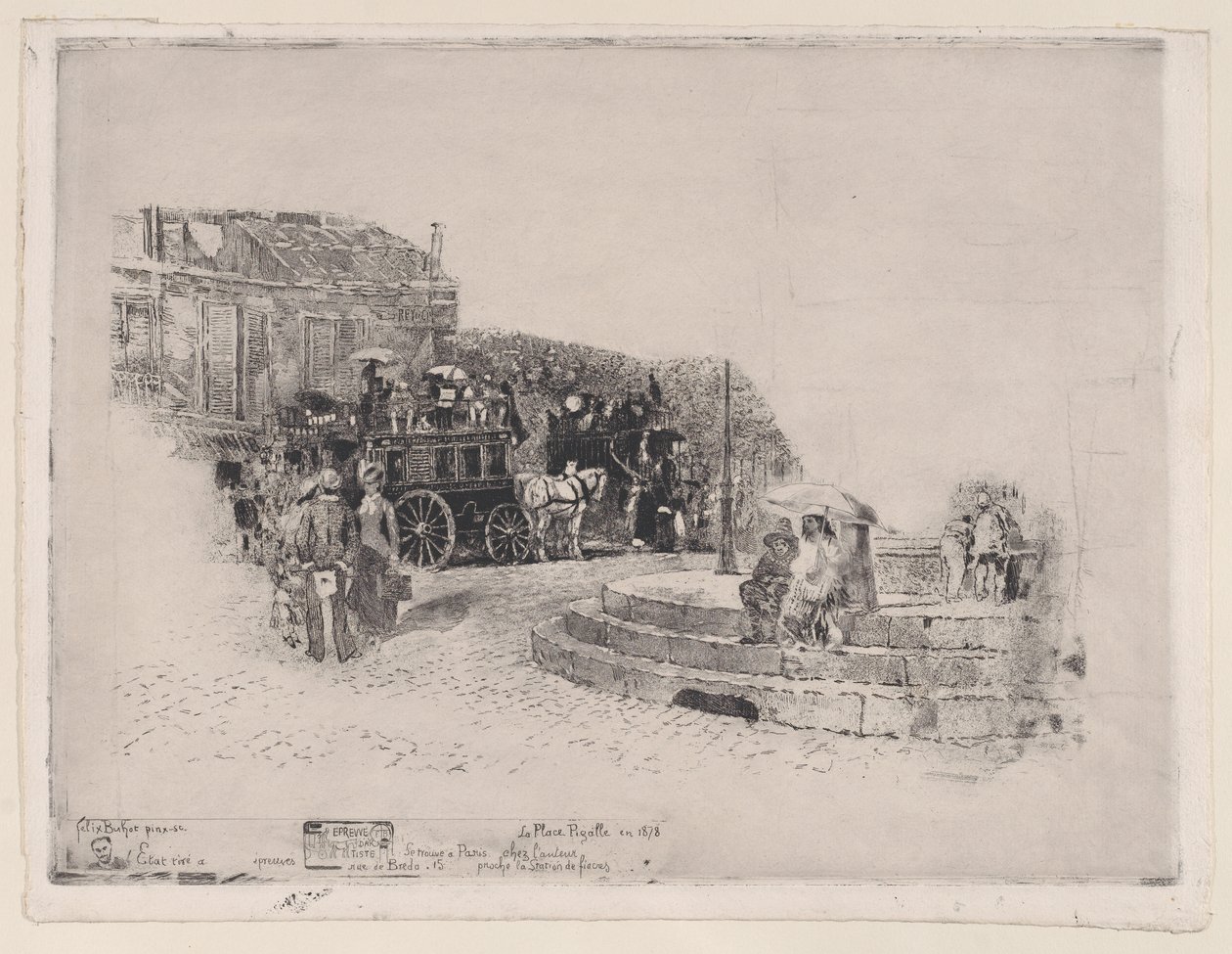 Coloque Pigalle em 1878, 1878-98. de Felix Hilaire Buhot