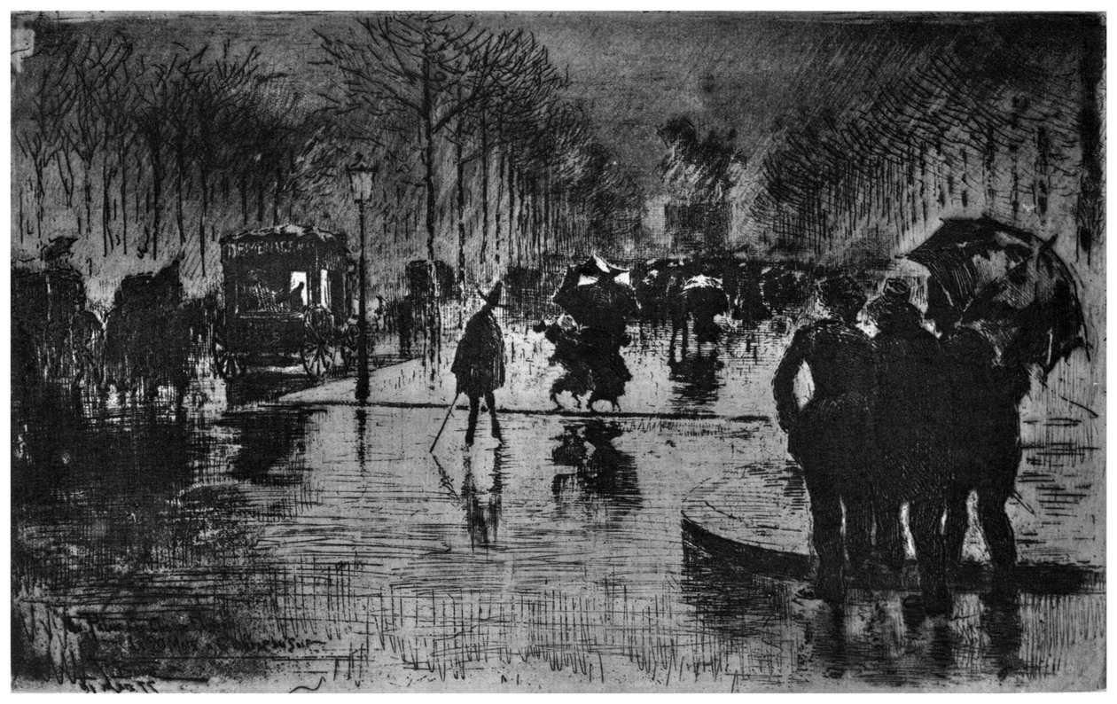 Retorno de Champs-Elysees, c1870-1900 1924 de Felix Hilaire Buhot