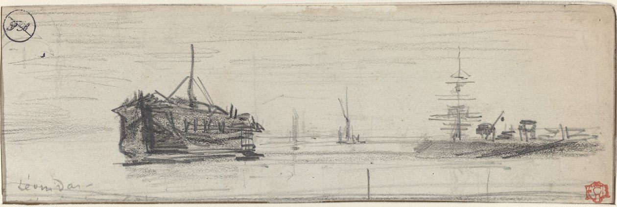 Embarque no Porto de Londres [reto], c. 1884. de Felix Hilaire Buhot