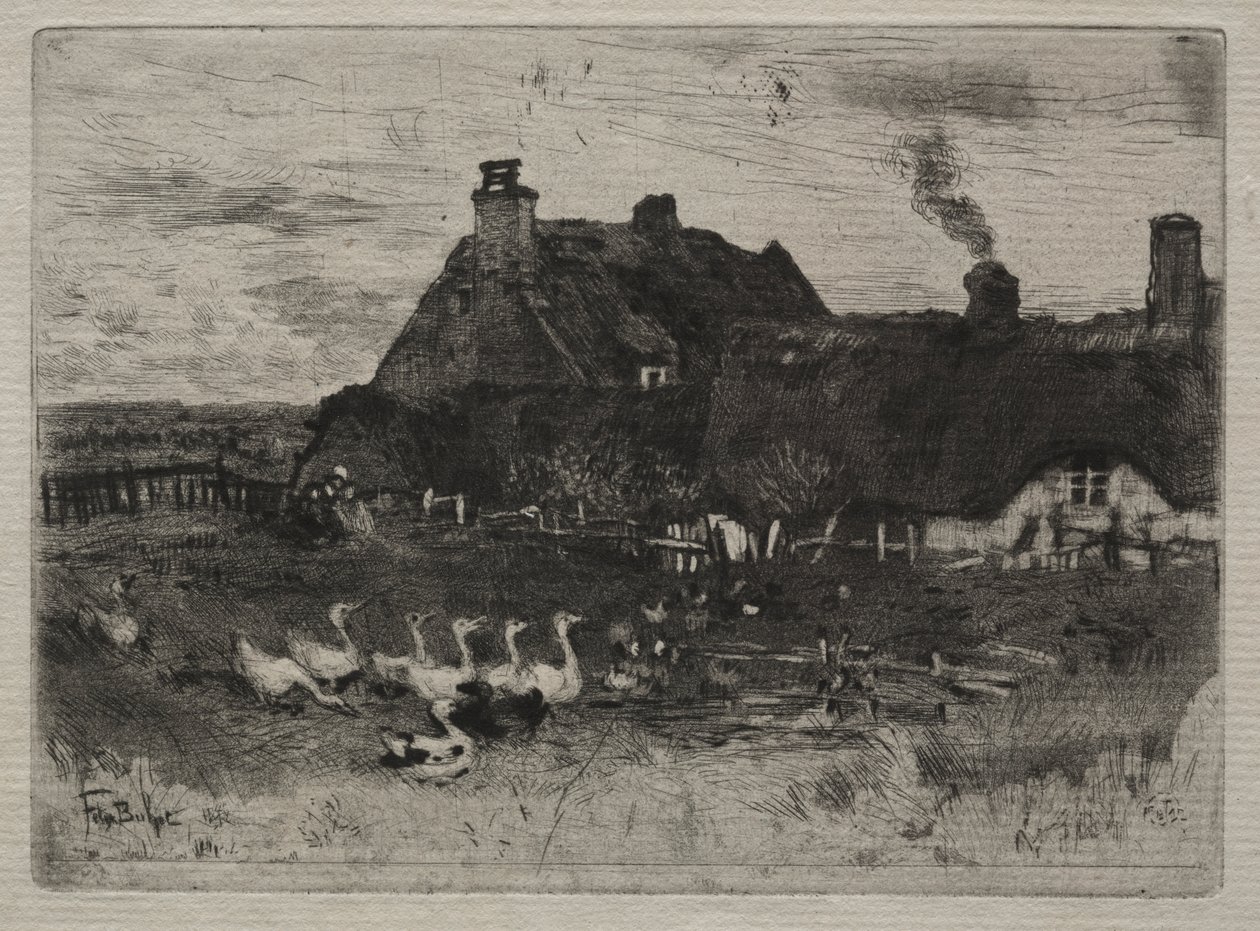Chalés de palha de Felix Hilaire Buhot