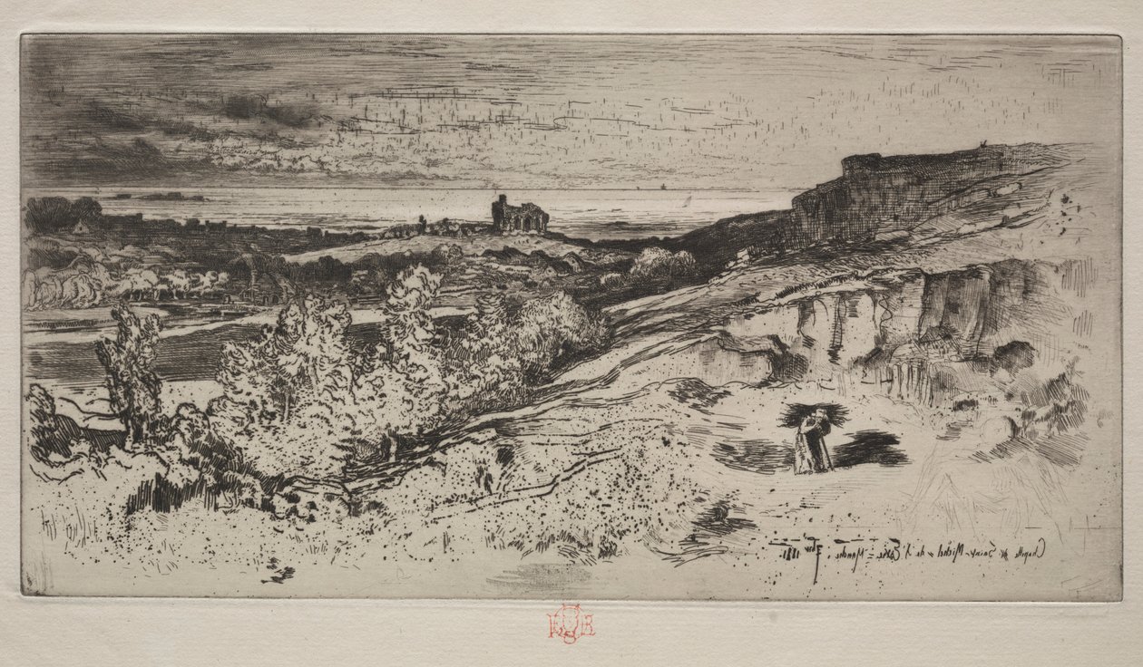 A capela Saint-Michel em Lestre, 1881. de Felix Hilaire Buhot