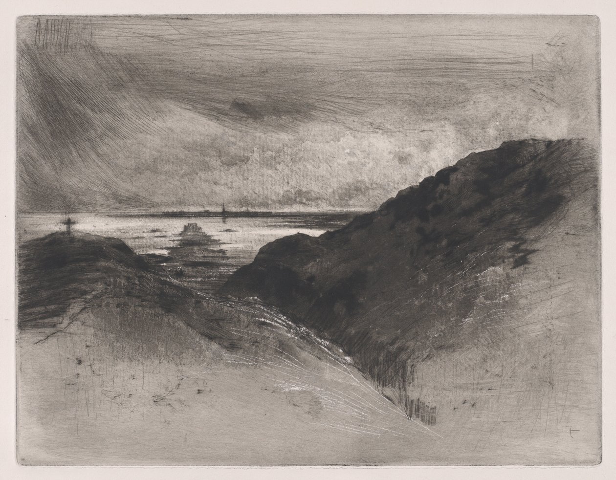 O Penhasco - Baía de Saint-Malo, 1889-90. de Felix Hilaire Buhot