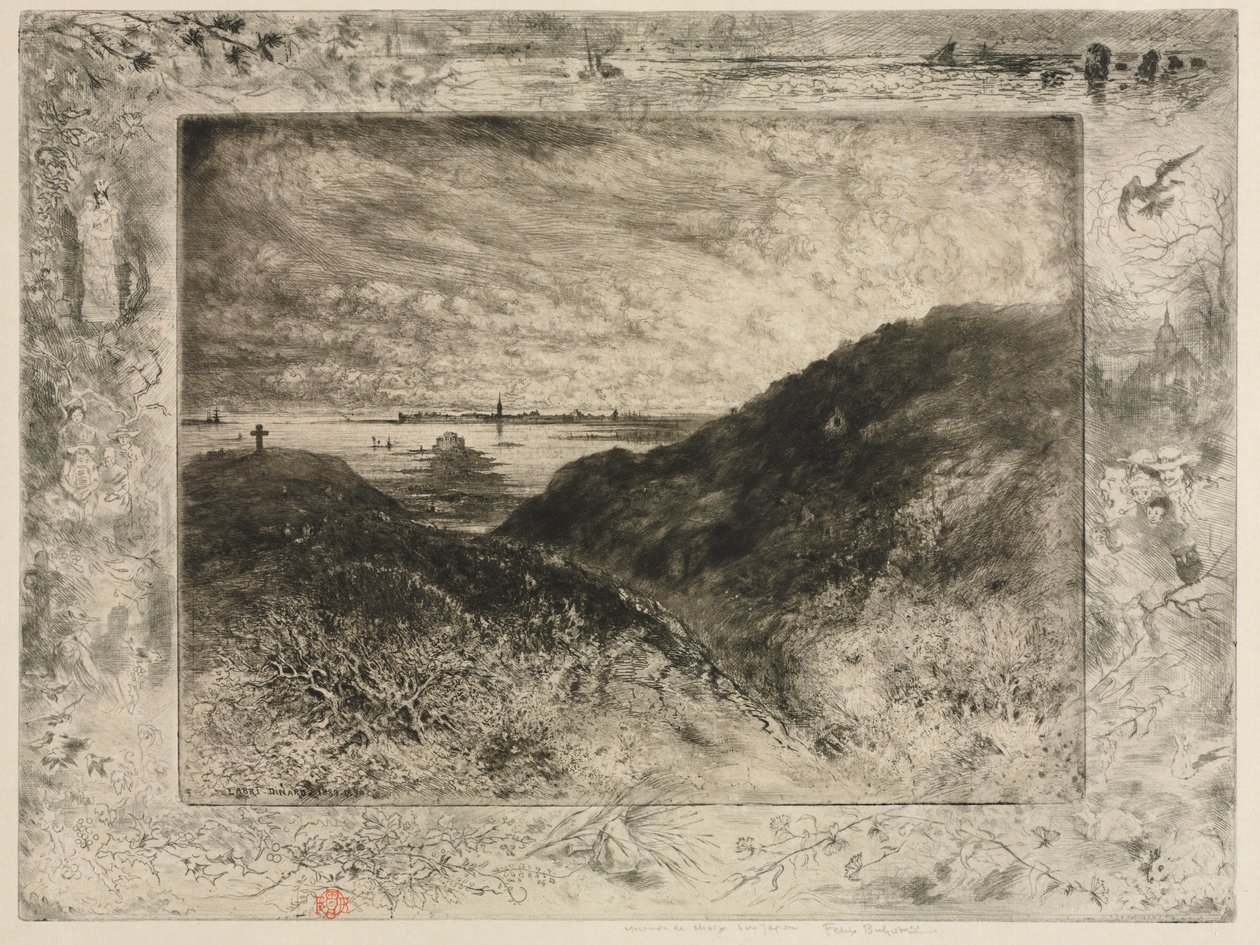 O Penhasco: Baía de Saint-Malo de Felix Hilaire Buhot