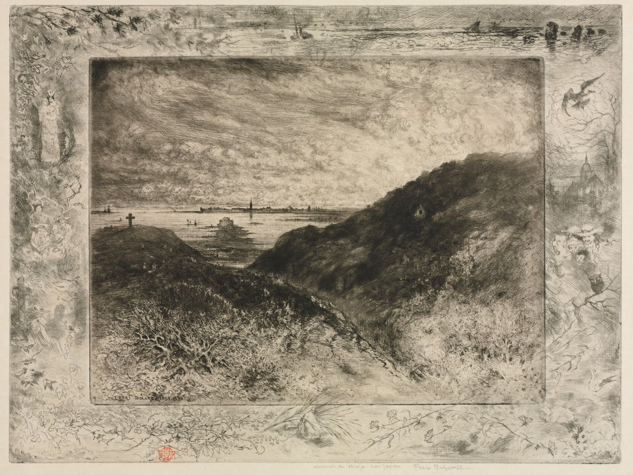 O penhasco: Baía de Saint-Malo, 1886-1890. de Felix Hilaire Buhot