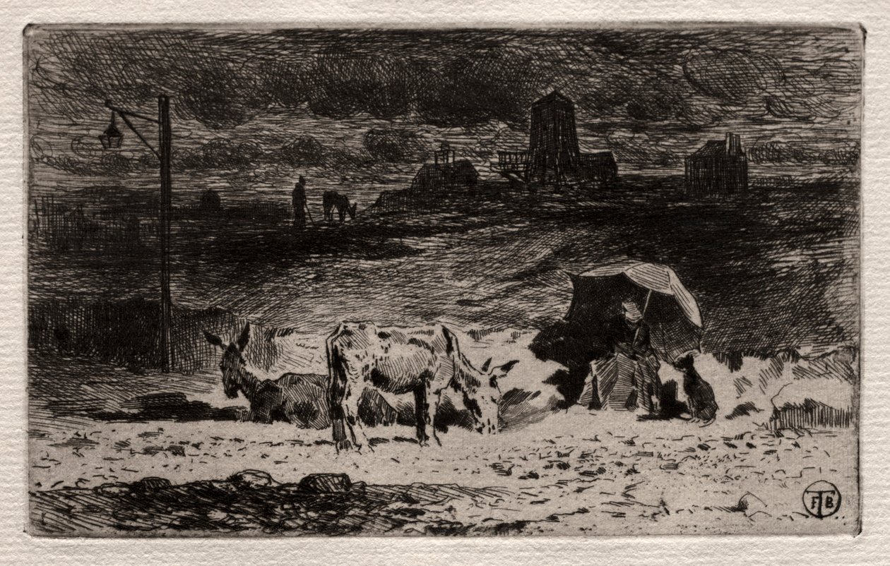 Os burros na colina de Cailles, c. 1875 de Felix Hilaire Buhot