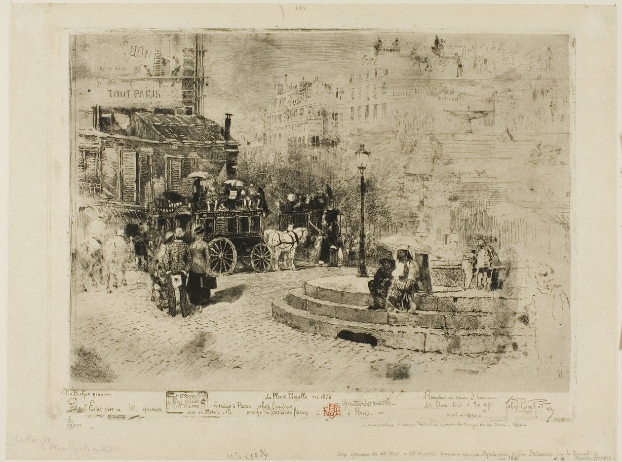 A Praça Pigalle em 1878 de Felix Hilaire Buhot