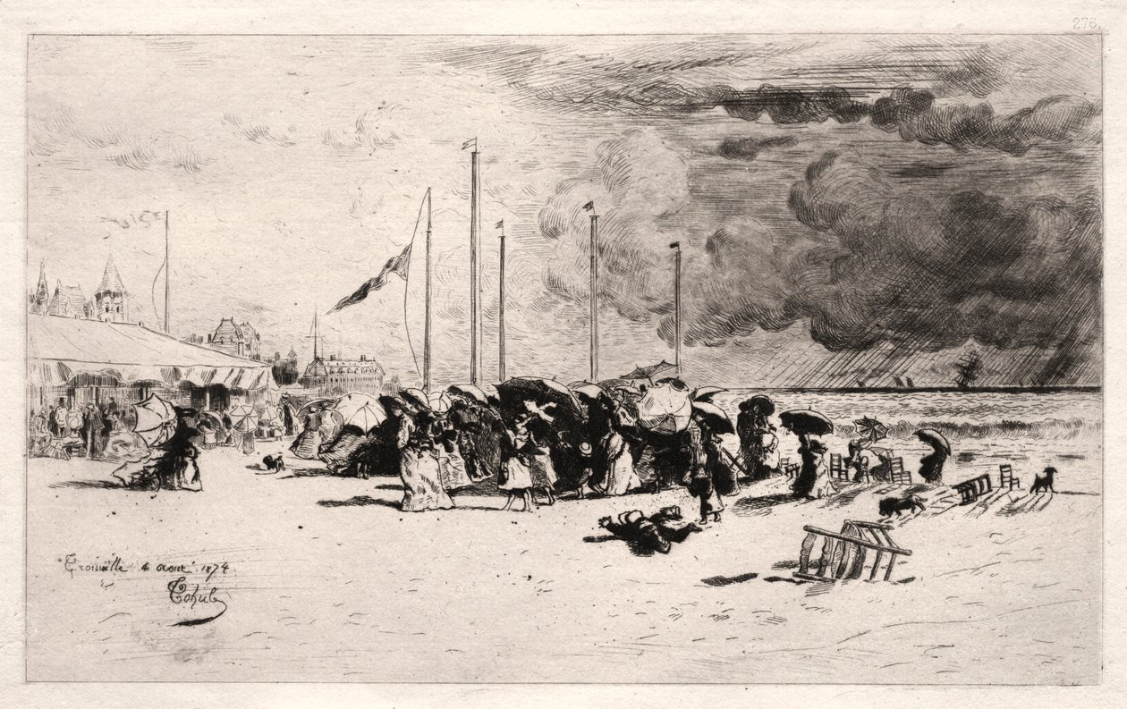 A Squall em Trouville, 1874. de Felix Hilaire Buhot