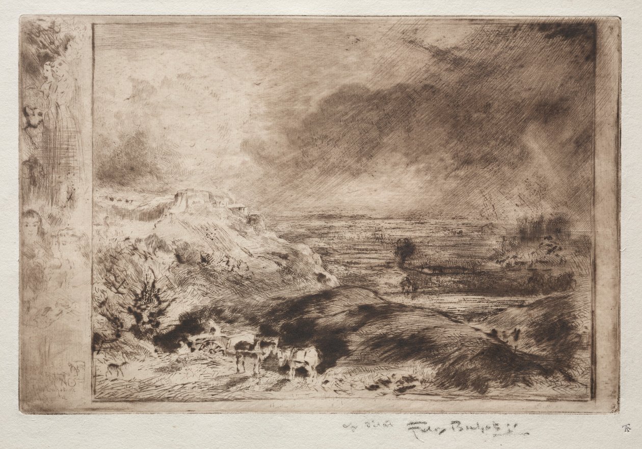 A tempestade, depois de Constable, c. 1875 de Felix Hilaire Buhot