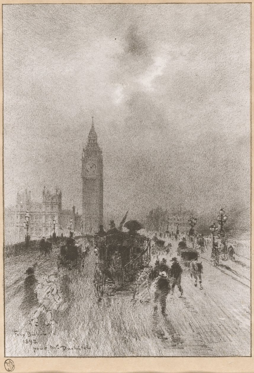 A Torre do Relógio Victoria Londres de Felix Hilaire Buhot