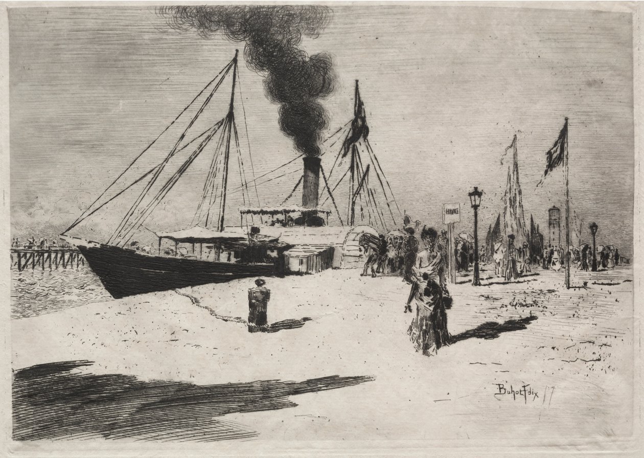 O cais em Trouville de Felix Hilaire Buhot