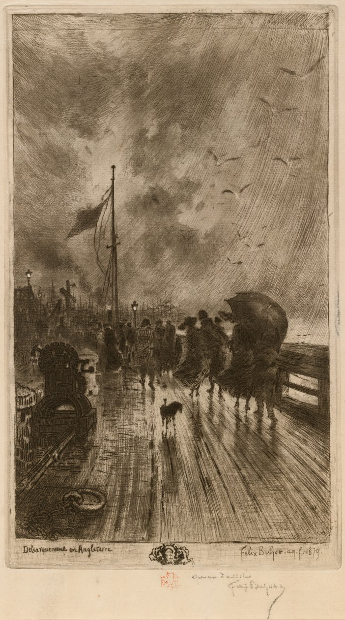Um desembarque na Inglaterra de Felix Hilaire Buhot