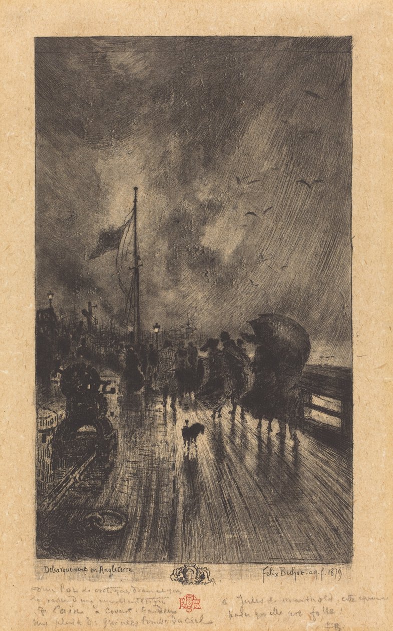 Um Desembarque na Inglaterra Desembarque na Inglaterra, 1879. de Felix Hilaire Buhot
