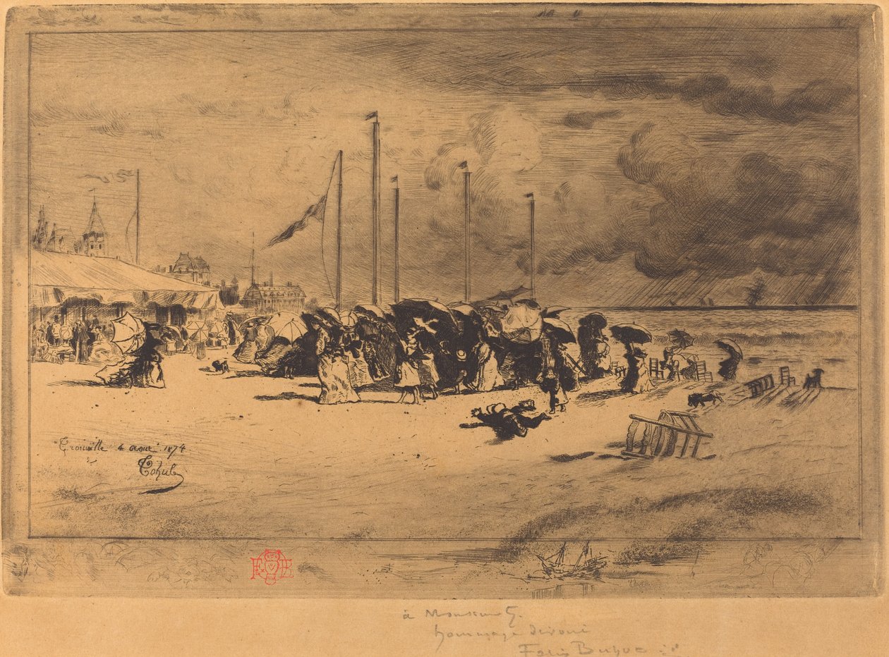 Un Grain à Trouville Squall em Trouville, 18741875. de Felix Hilaire Buhot
